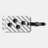 Étiquette À Bagage Empreintes de patte d'ours noir rayures blanches e (Dos horizontal)