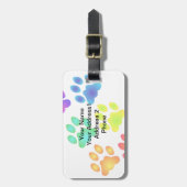 Étiquette À Bagage Empreintes de pattes arc-en-ciel (Devant Vertical)