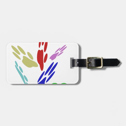 Étiquette À Bagage Empreintes de pattes de chiens avec Pois (Devant horizontal)