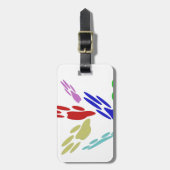 Étiquette À Bagage Empreintes de pattes de chiens avec Pois (Devant Vertical)