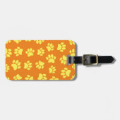 Étiquette À Bagage Empreintes de pattes de chiens jaunes partout dans (Devant horizontal)