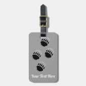 Étiquette À Bagage Empreintes de pattes de l'ours noir gris (Devant Vertical)