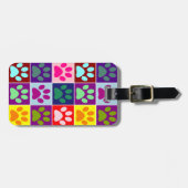Étiquette À Bagage Empreintes de pattes multicolores (Devant horizontal)