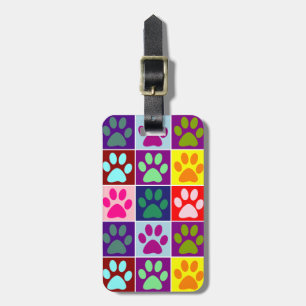 Étiquette À Bagage Empreintes de pattes multicolores