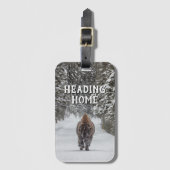 Étiquette À Bagage En tête de maison Bison dans la neige (Devant Vertical)