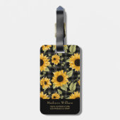 Étiquette À Bagage en vichy Motif tournesol (Dos Vertical)