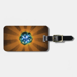 Étiquette À Bagage Enceintes musicales et soleil orange éclatant