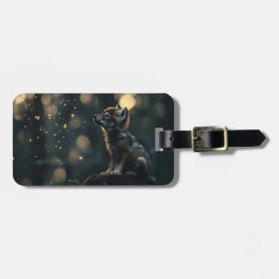Étiquette À Bagage Enchanter le loup de bébé observer les lucioles
