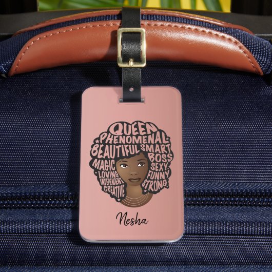 Étiquette À Bagage Encourageant les femmes noires, cheveux naturels,  (Insitu Rectoal 2)