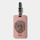 Étiquette À Bagage Encourageant les femmes noires, cheveux naturels,  (Devant Vertical)