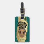 Étiquette À Bagage Encourageant les femmes noires, cheveux naturels, (Devant Vertical)