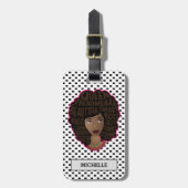 Étiquette À Bagage Encourager les femmes noires, les Pois noirs et bl (Devant Vertical)
