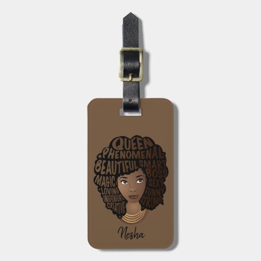 Étiquette À Bagage Encourager les femmes noires, profiter du voyage,  (Devant Vertical)