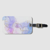 Étiquette À Bagage Encre d'alcool rose, pourpre et bleu (Devant Horizontal)