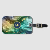 Étiquette À Bagage Encre liquide Turquoise et gris foncé, do-it-yours (Devant Horizontal)