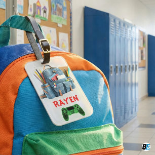Étiquette À Bagage Enfants Personnalisés - Design Sac à Dos & Joueur