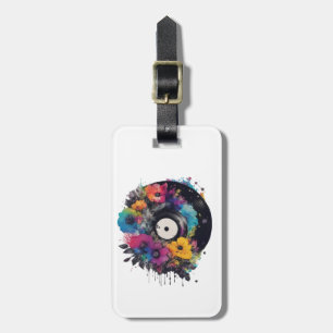 Étiquette À Bagage Enregistrement en vinyle avec fleurs colorées