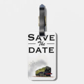 Étiquette À Bagage Enregistrer l'invitation Date vintage Locomotive (Dos Vertical)