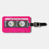 Étiquette À Bagage Enregistreur à cassettes rose Girly (Devant horizontal)