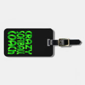 Étiquette À Bagage Entraîneur de softball fou en vert (Devant horizontal)