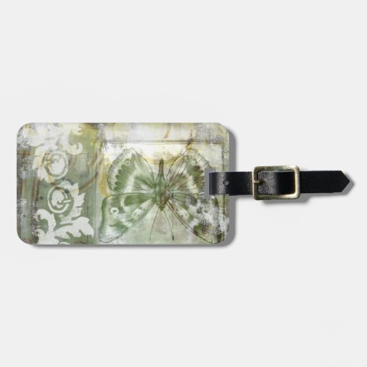 Étiquette À Bagage Entrée de papillon vert avec porte en fer (Devant horizontal)