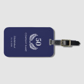Étiquette À Bagage Entreprise marine bleue blanche d'affaires année é (Devant Horizontal)