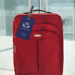 Étiquette À Bagage Entreprise marine bleue blanche d'affaires année é<br><div class="desc">Cette étiquette à bagages est une façon amusante et facile de personnaliser vos sacs. Décorez-le avec votre nom d'entreprise, votre année d'établissement et le nombre d'années de service. La couronne de laurier blanc classique apportera une touche élégante à tout sac que vous prenez sur la route. Arrière-plan bleu marine, texte...</div>