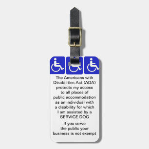 Étiquette À Bagage Entretenez l'étiquette de loi d'ADA de chien