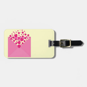 Étiquette À Bagage Enveloppe Coeur d'amour rose