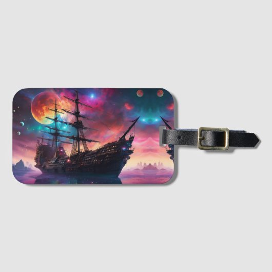 Étiquette À Bagage Epic voilier Skis et Planètes (Devant Horizontal)