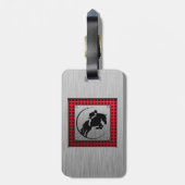 Étiquette À Bagage Équestre en aluminium brossé Faux. (Dos Vertical)