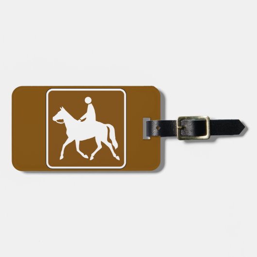 Étiquette À Bagage Equestrian Trail Riding Horse Silhouette Icon (Devant horizontal)