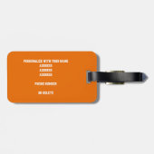 Étiquette À Bagage équipe blanche orange couleurs basketball personna (Dos horizontal)