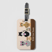 Étiquette À Bagage Équipe de chats sauvages sur le beige et le Brown (Devant Vertical)