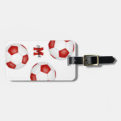 Étiquette À Bagage équipe de football rouge blanc monogrammed (Devant horizontal)