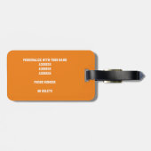 Étiquette À Bagage équipe de l'école blanche orange couleurs joueur d (Dos horizontal)