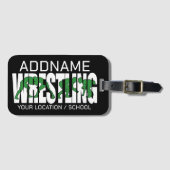 Étiquette À Bagage Équipe de lutte AJOUTER TEXTE École Varsity Lutteu (Devant Horizontal)