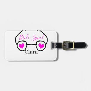 Étiquette À Bagage Équipe de mariée lunettes de plongée rose noir cœu