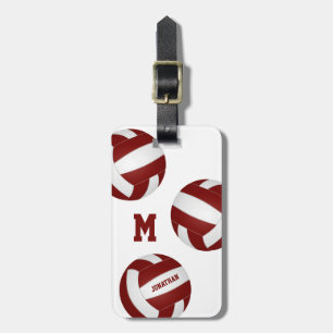 Étiquette À Bagage équipe de volley-ball des garçons blancs de maroon