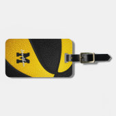 Étiquette À Bagage équipe d'or noir couleurs monogrammed basketball (Devant horizontal)