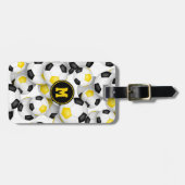 Étiquette À Bagage équipe d'or noir couleurs soccer balls motif (Devant horizontal)