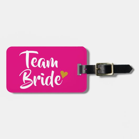 Étiquette À Bagage Équipe Mariée Cœur Doré (Devant horizontal)