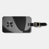 Étiquette À Bagage équipe noire gris couleurs monogrammed basketball (Devant horizontal)