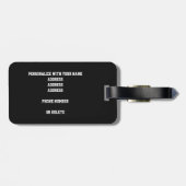 Étiquette À Bagage équipe noire gris couleurs monogrammed basketball (Dos horizontal)