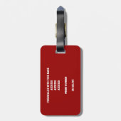 Étiquette À Bagage équipe rouge gris couleurs monogrammed basketball (Dos Vertical)