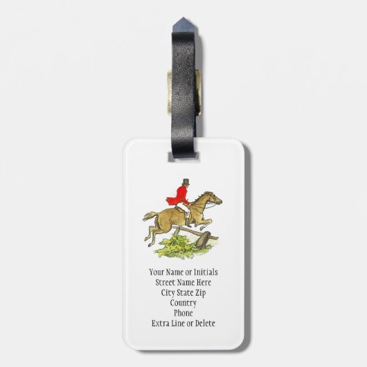 Étiquette À Bagage Équitation faite sur commande de chasseur de (Dos Vertical)