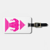 Étiquette À Bagage Erawan rose trois éléphant en tête Lao / Laos Drap (Devant horizontal)