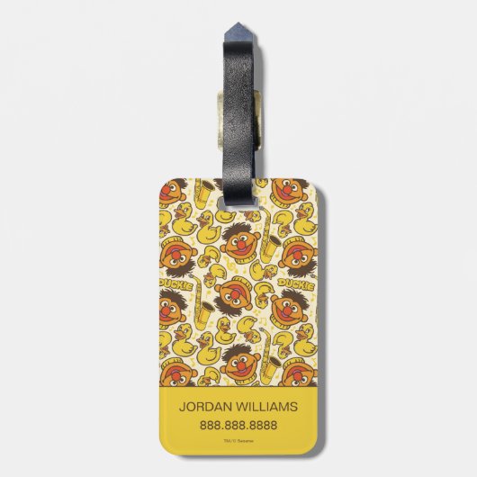 Étiquette À Bagage Ernie et le Motif en caoutchouc Duckie (Dos Vertical)