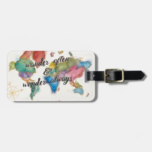 Étiquette À Bagage Errez souvent, errez toujours carte avec la (Devant horizontal)