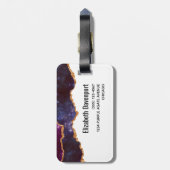 Étiquette À Bagage Espace bleu et violet et étoiles avec ruban or (Dos Vertical)